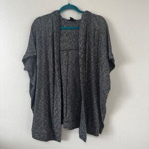 H&M Women's Grey Marled Knit Hooded Cardigan Poncho Cape Size S